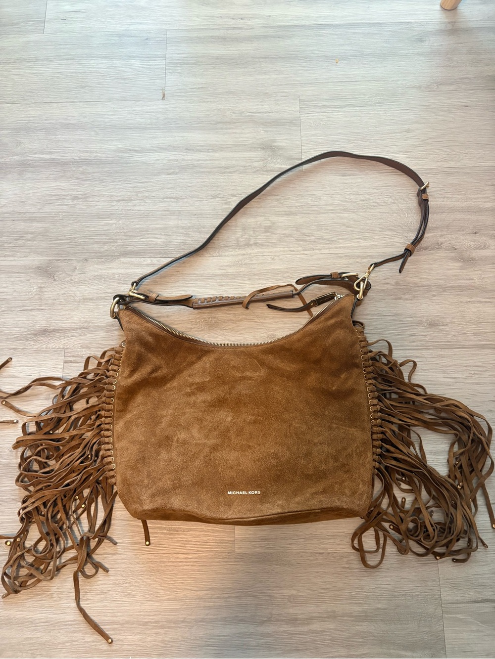 Michael Kors Tan Suede Fringe Shoulder Bag